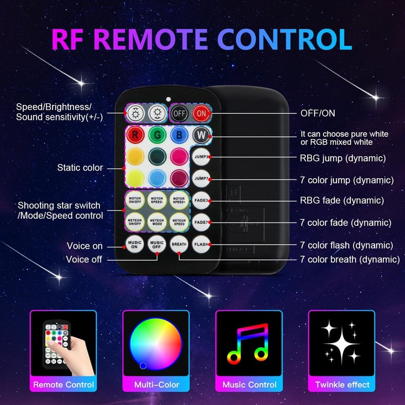 azimom 16W Twinkle & Sound Activate 550pcs*0.03in*9.8ft Fiber Optic Starlight Headliner Kits+RGB Meteor Shooting Star,APP& Remote Control Light Engine End Glow Fiber Strands Home Car Ceiling Décor - Image 3